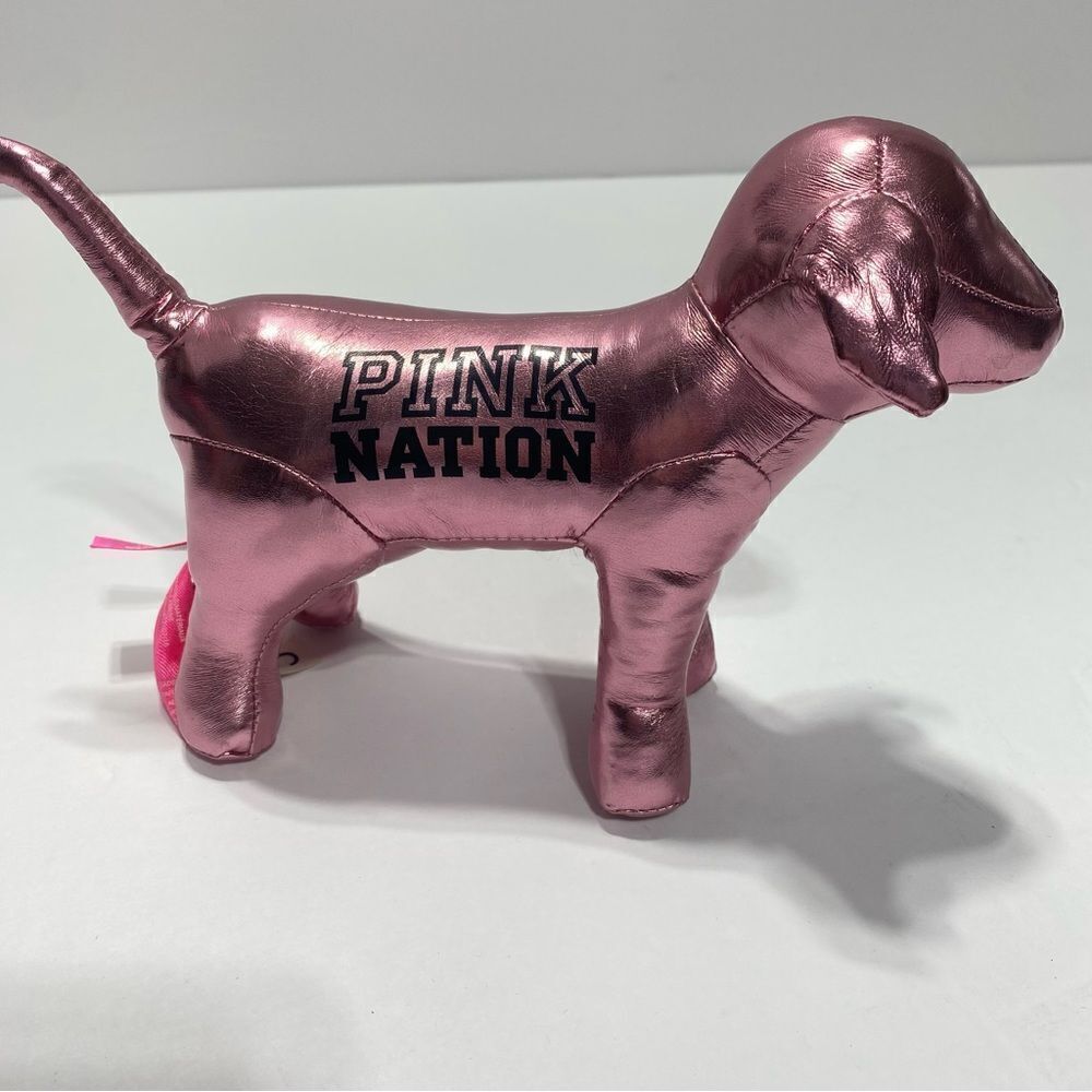 PINK Nation Shiny Metallic Pink Plush Dog Pink Dog Small
